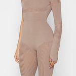 Maniere De Voir NWT  knitted contour one sleeve playsuit romper in taupe XS Photo 2