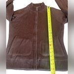 Merrell  Wool Blend Zip Up Sweater Jacket Womens Size Medium Brown Blue Lining Photo 11