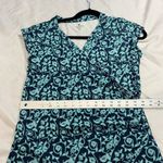 Athleta Turquoise Blue Nectar Floral Faux Wrap Ruched Athleisure Dress Photo 3