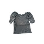 Nation Ltd Black Pima Cotton Linen Puff Sleeve Crew Neck Top Women's Size S Photo 4