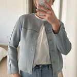 ZARA light gray faux suede button front jacket blazer Photo 0