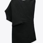 ZARA ASYMMETRIC PLEADED Mini DRESS Round Neckline Short Sleeve BLACK SIZE M new Photo 8