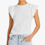 Goldie Celeste Ruffled Sleeve Pima Cotton Pullover Top White Large Lightweight Photo 5