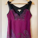 Kenar  purple red paisley 100% silk blouses size Large Flowy Photo 0