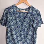 Max Studio Flutter Sleeve Wrap Blouse Blue Turquoise Mandala Print V Neck Sz M Photo 2