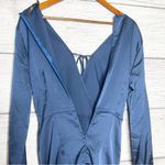 Missguided Misguided Blue Silky Satin Long Sleeve V Neck Mini Dress Size 2 XS Photo 7