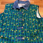 Rhythm Blue Vintage 90s Checker Flower Green Sleeveless Denim Size Medium Photo 6