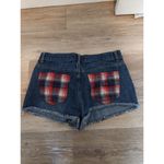 Forever 21  Plaid Denim Shorts L Red/Blue Checkered Pattern Womens Summer Style Photo 2