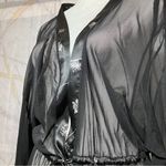 Cacique  Black Sheer Nylon Kimono /Robe with Floral Trim Size 26 NWT Photo 2