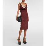 Bottega Veneta  Fluid Suede Dress in Mahogany & Sand 34 0 2 Womens Midi Leather Photo 15