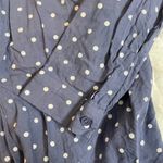 H&M Divided Blue White Polka Dot Long Sleeve Button Up Shirt Women's Size 6 Photo 1