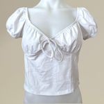 Garage Off The Shoulder Puff Sleeve Crop Top in White, Medium Photo 0