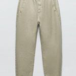 ZARA Light Sage Baggy Paperbag Jeans Size 8 Photo 1