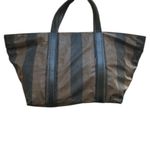 Fendi Vintage Péquin Penguin Stripe Tote Handbag Brown Black GUC Photo 7