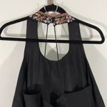 Kenar Vintage Black with Floral Embroidery Linen Blend Halter Maxi Dress Size 14 Photo 8