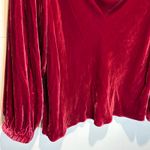 Sundance Ophelia Cranberry Red Velvet Cowl Neck Long Sleeve Top - size Medium Photo 2