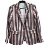frame denim NEW NWOT FRAME Classic Stripped Linen Blazer Jacket Blue Red White Photo 3