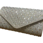 Silver Fashion Glitter Fabric Clutch Bag With Rhinestones Photo 0
