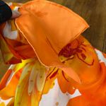 Diane Gilman  100% Silk Floral Sequin Blouse Orange Yellow Print Size Medium Photo 6