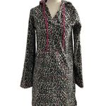 Jenni  Intimates Women’s Sleep Hoodie Shirt Leopard Size XS Longsleeve Fleece #D1 Photo 1