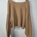 Lunya Reversible Ribbed Cotton Silk Blend Sweater Size Large Tan Photo 3