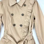 Anthropologie  Elevenses Ruffled Trench Coat Size 6 NEW Beige Belted Pockets Photo 2
