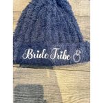 Navy Blue Womens Beanie Hat With Pom Pom Bride Tribe Bachelorette Party Beanie Photo 1