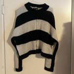 Glam  Black Tan Loose Weave Striped Sweater Size Small Loose Boxy Fit Photo 3