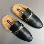 Madden Girl Brinly Womens Loafers Mules Size 8.5 Faux Leather Faux Fur Slip On Photo 0