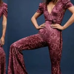 Free People NEW Free‎ People Rosaline velvet floral print Jumpsuit, S Photo 0