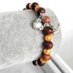 Autumn Fall glass & wood beaded pumpkin & bird charm bracelet Gold Photo 0