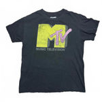 Black MTV Music Television Yellow Pink Logo Top Size Medium (flawed) Photo 0