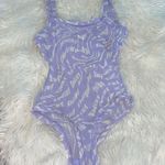 SKIMS Lavender Swirl Mesh Logo Strappy Thong Bodysuit, NWT Photo 4
