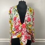 Milly  Nalia Tie Top white multi color floral girly size medium Photo 2