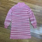 Loft Dress womens Small Pink Striped Mock Neck Sweater Long Sleeve Knit Cotton Photo 0