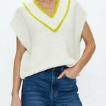 Pistola  Kiran V-Neck Sweater Vest Ecru/Zest Cream/Citron Yellow Boxy Fit Size L Photo 0