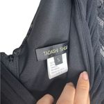 Tadashi Shoji  Black Ruched Mesh Long Sleeve Pleated Top Rhinestones‎ Size S Photo 5