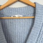ZARA MOVING SALE  Cozy Blue Knit Buttoned Long Cardigan Sweater Photo 7