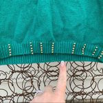 Vintage 90s teal gold art deco beaded cowl neck tunic sweater MEDIUM Green Photo 7