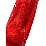 Oriental Red Knit Floral Lace Dress Women's Small Photo 11