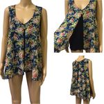 Lavish  Blue Green Floral Layered Open Front Swing Top Sleeveless Blouse Size XL Photo 1
