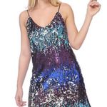 EXPRESS ombre Sequin Dress party xl lined adjustable straps tank style gradient Photo 0