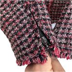 White House | Black Market WHBM Black Red Silver Tweed Fringe Moto Blazer Jacket Size 4P Zipper Career NWT Photo 6