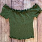 Heart and Hips Off the Shoulders Green Crop Top Photo 0