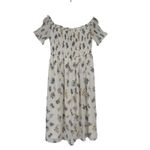 AQUA Smocked Off Shoulder Floral Midi Dress White Blue Yellow Size S Photo 1