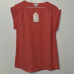 Wonderly  Short Sleeve Top Airflow U-Neck Woven Shirt Women’s S Small Coral Photo 1