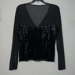 Eva Mendes NY&C medium womens black velvet v neck long sheer sleeve blouse sexy Photo 7