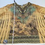 Catherines Yellow Floral Beaded Sequins 3/4 Sleeve Top Size 4X Photo 6