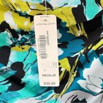 Worthington Abstract Floral Pleated Sleeveless Top Mesh Overlay Draped Neckline Photo 5