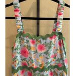 easel Size S Los Angeles Blue Floral Contrast Wavy Trim Maxi Dress Photo 4